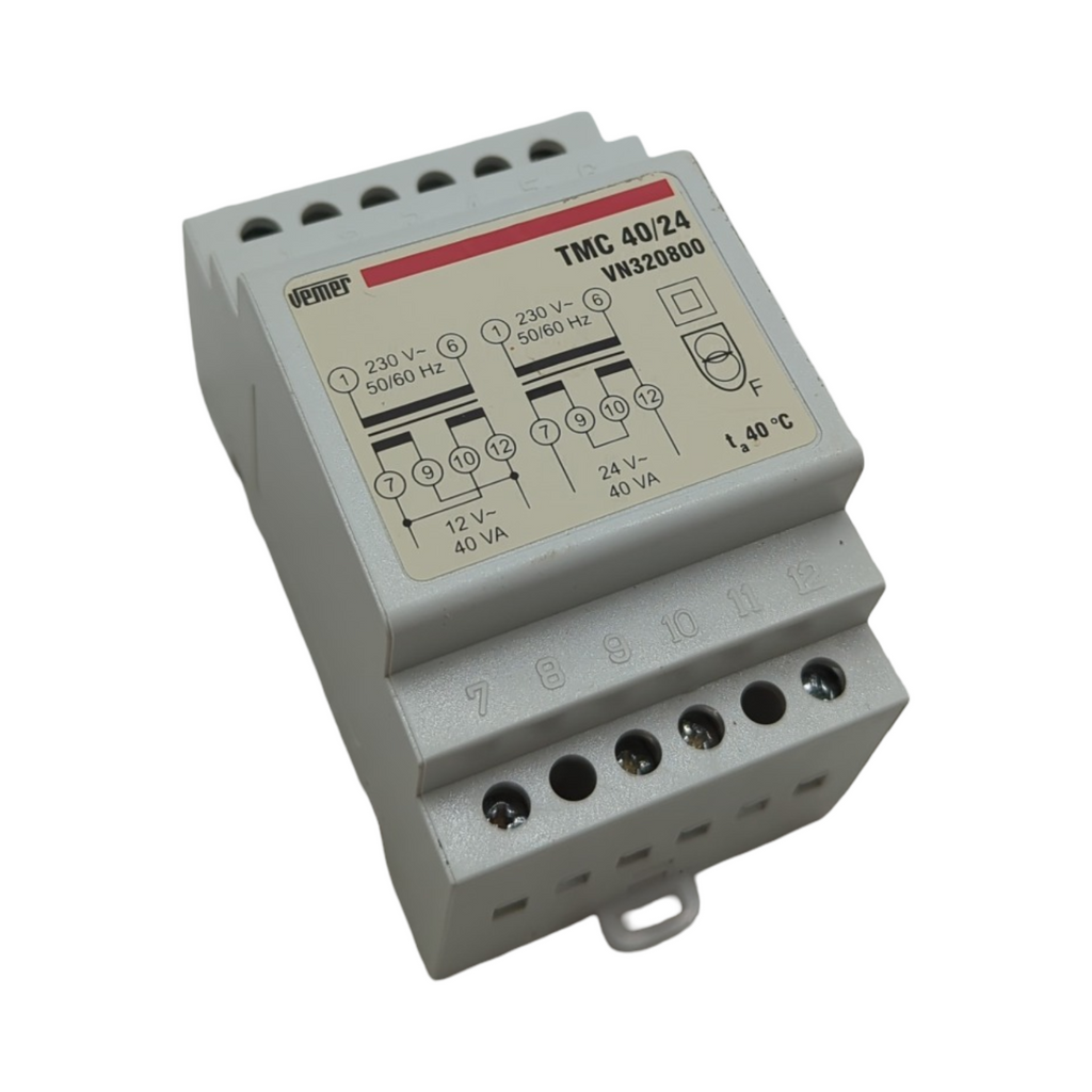 VEMER VN320800 Transformator für Hutschiene 230V Primär 12-24V Sekundär 40VA Weiß