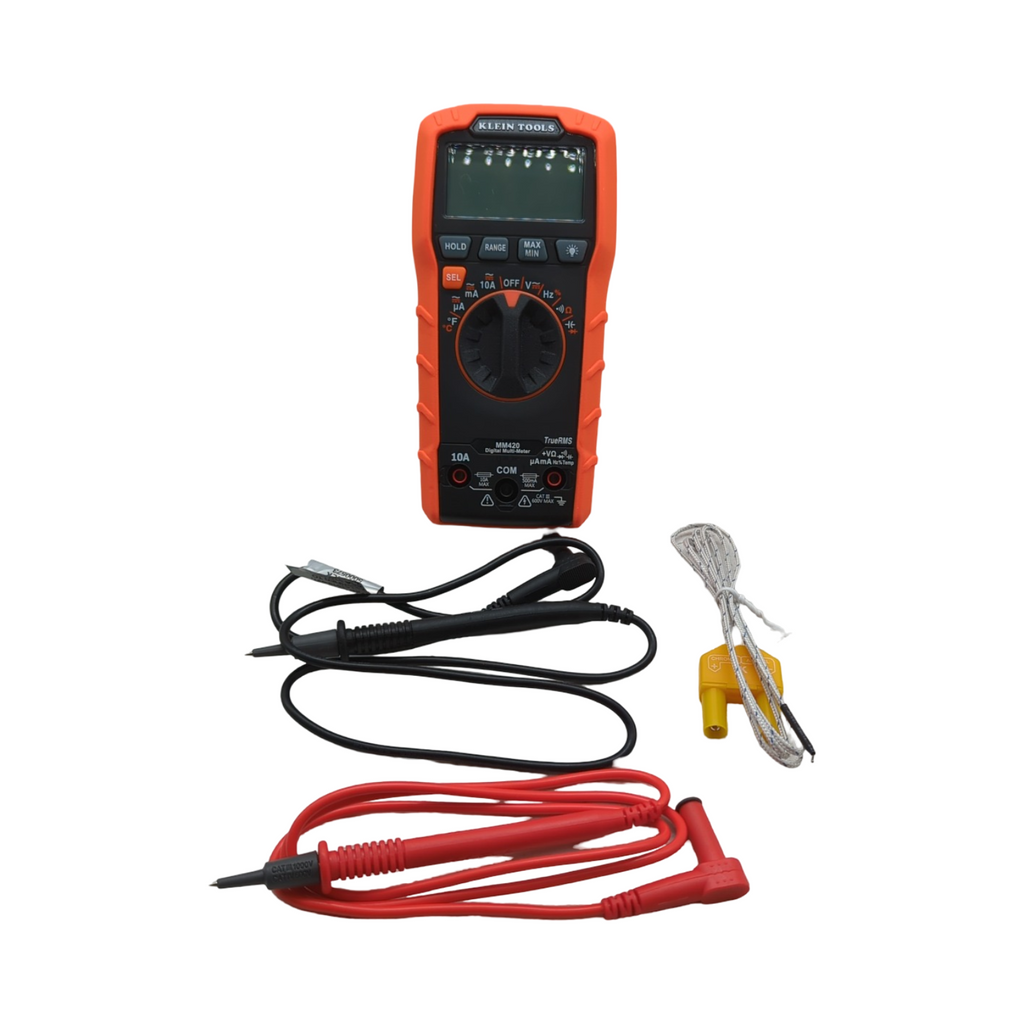 Klein Tools MM420 Digital-Multimeter TRMS automatische Reichweite 600V AC/DC 10A AC/DC 50MOhm Orange