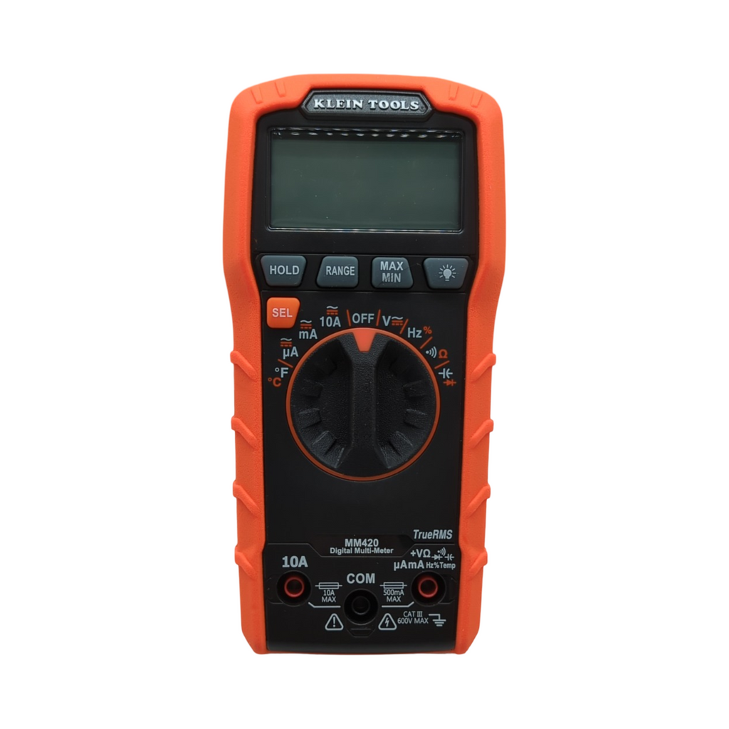 Klein Tools MM420 Digital-Multimeter TRMS automatische Reichweite 600V AC/DC 10A AC/DC 50MOhm Orange