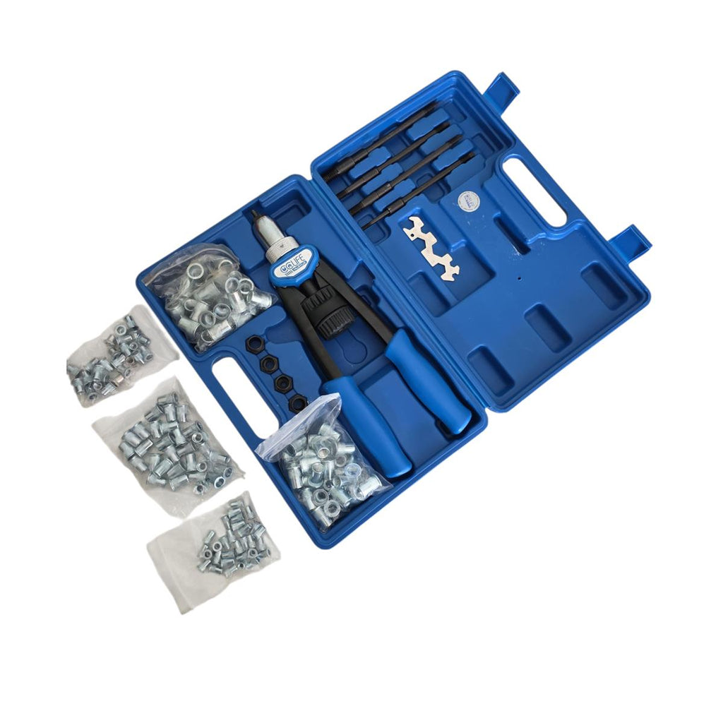 CCLIFE Profi Nietmutternzange Set mit 150 Stahlnietmuttern in M5, M6, M8, M10, M12