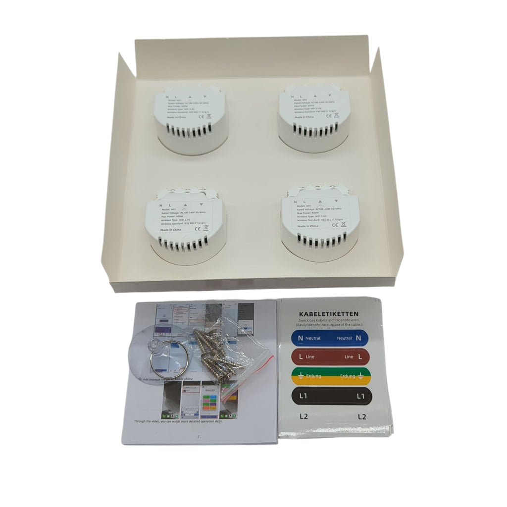 CURRYSMARTER WLAN Rollschalter, 4er Pack Jalousieschalter mit steuerbarer LED