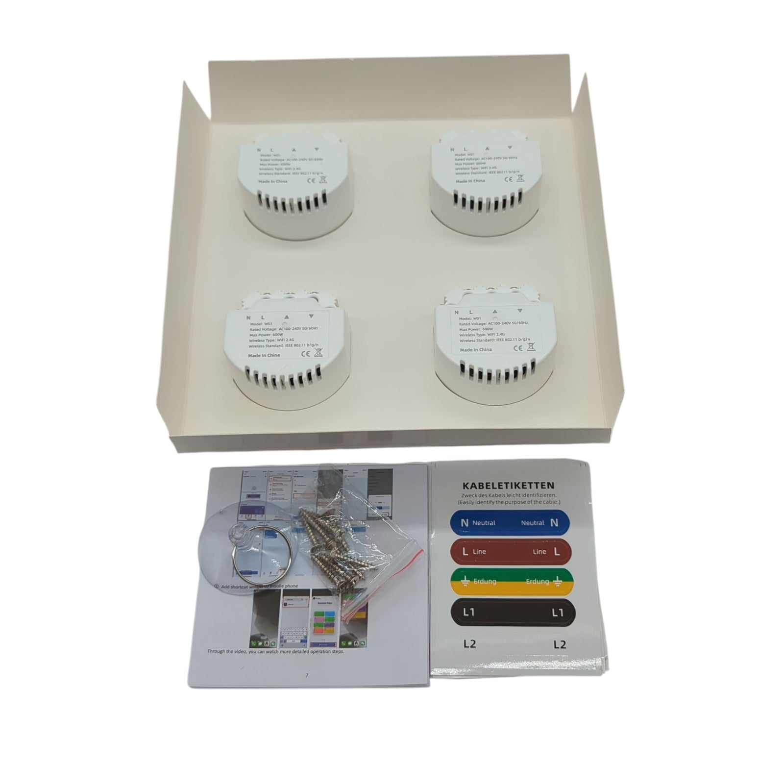 CURRYSMARTER WLAN Rollschalter, 4er Pack Jalousieschalter mit steuerbarer LED