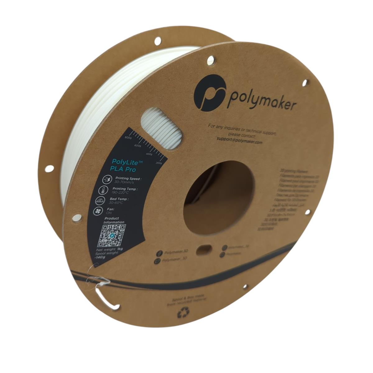 Polymaker PolyLite PLA PRO Filament Weiß 1,75 mm 1 kg