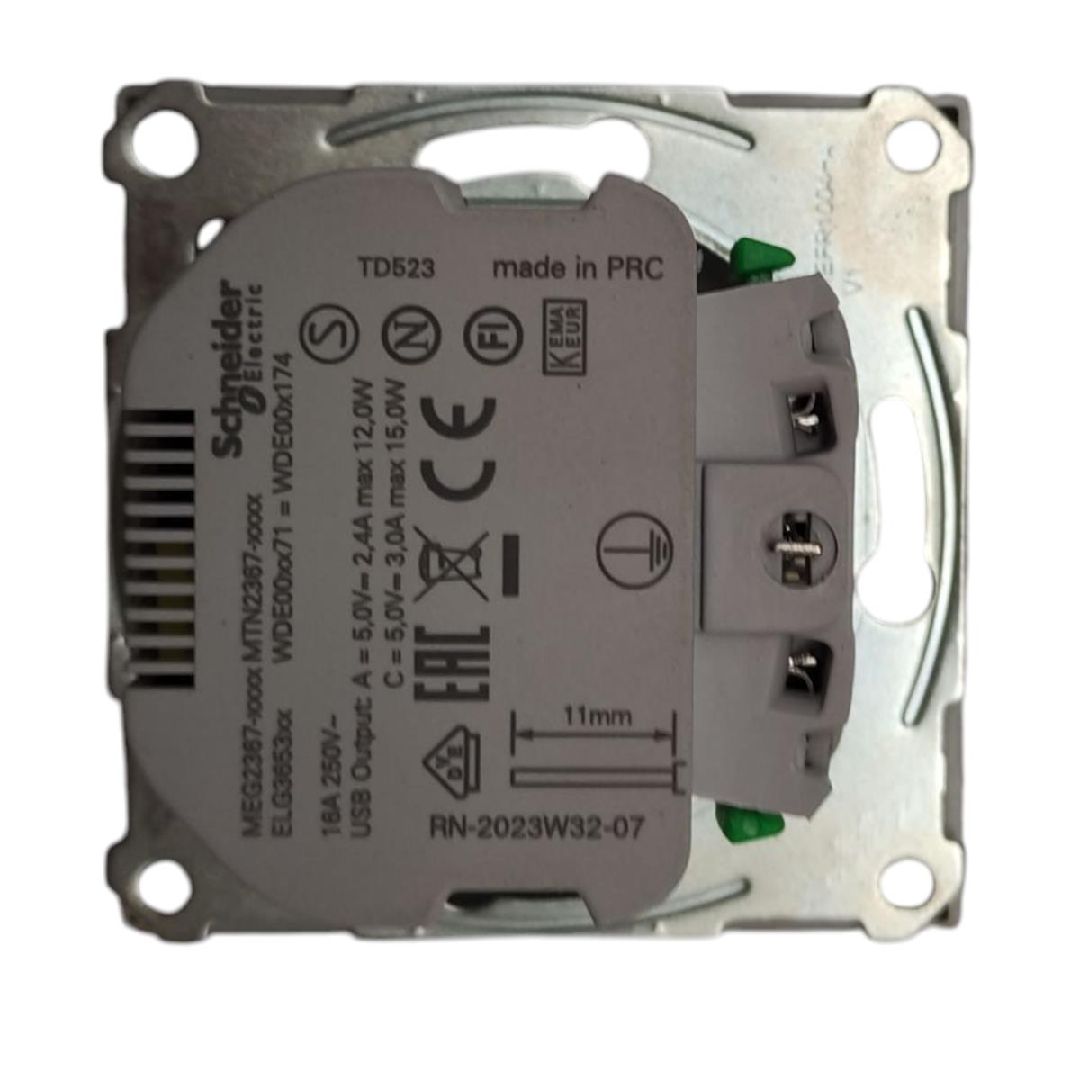 Schneider Electric Merten MEG2367-6034 Schuko-Steckdose USB A+C Anthrazit