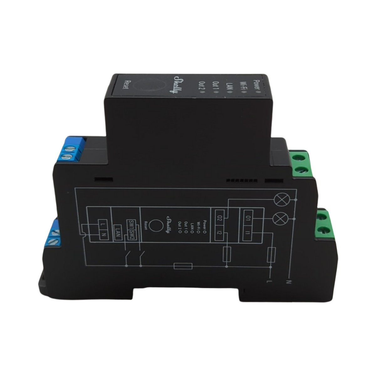 SHELLY Pro 2PM Smart Relais 2 Kanal LAN WLAN Strommessung bis 25A