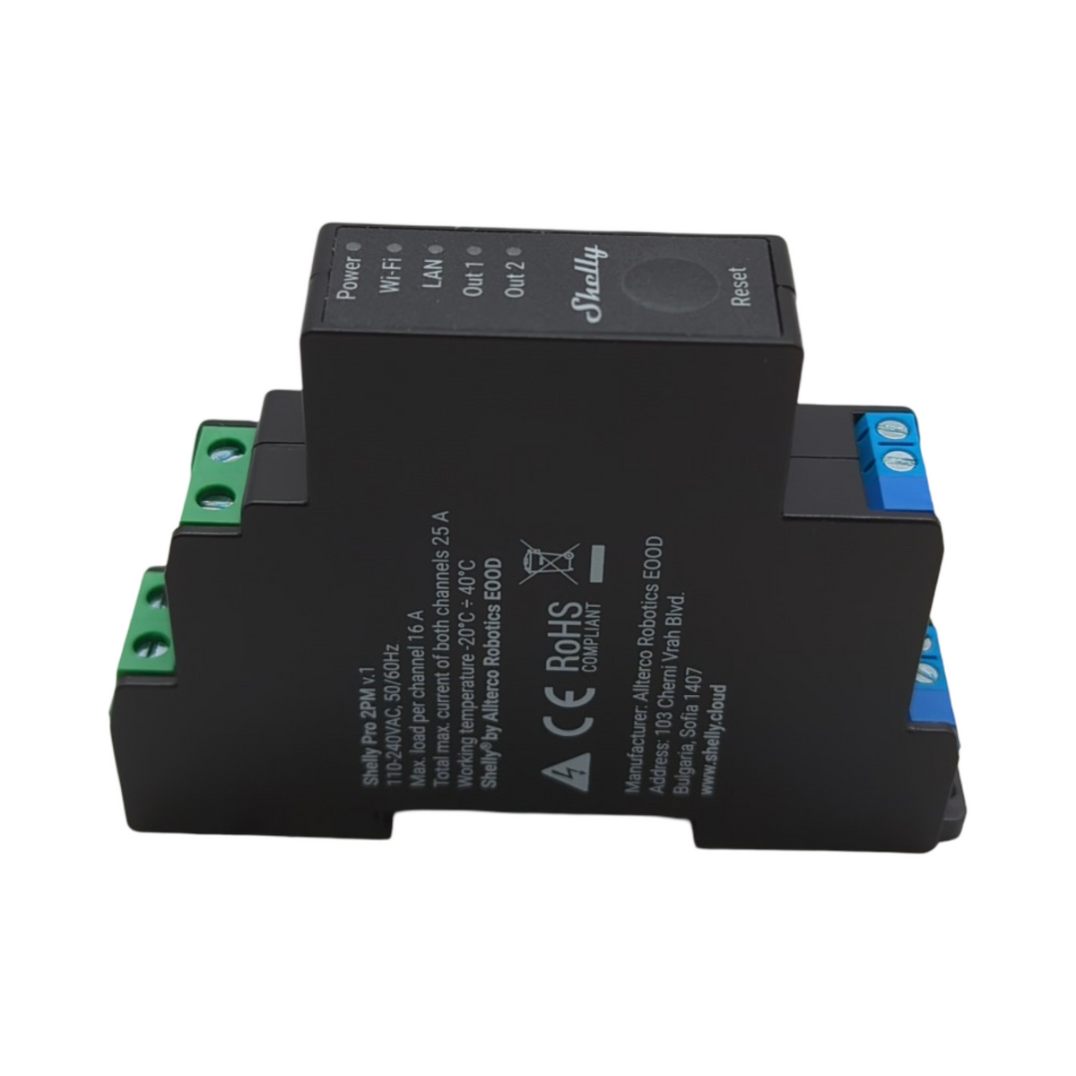 SHELLY Pro 2PM Smart Relais 2 Kanal LAN WLAN Strommessung bis 25A