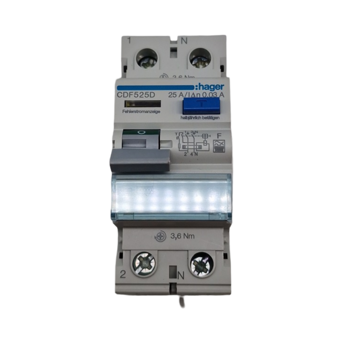 Hager CDF525D Fehlerstromschutzschalter 2-polig 10kA 25A 30mA F