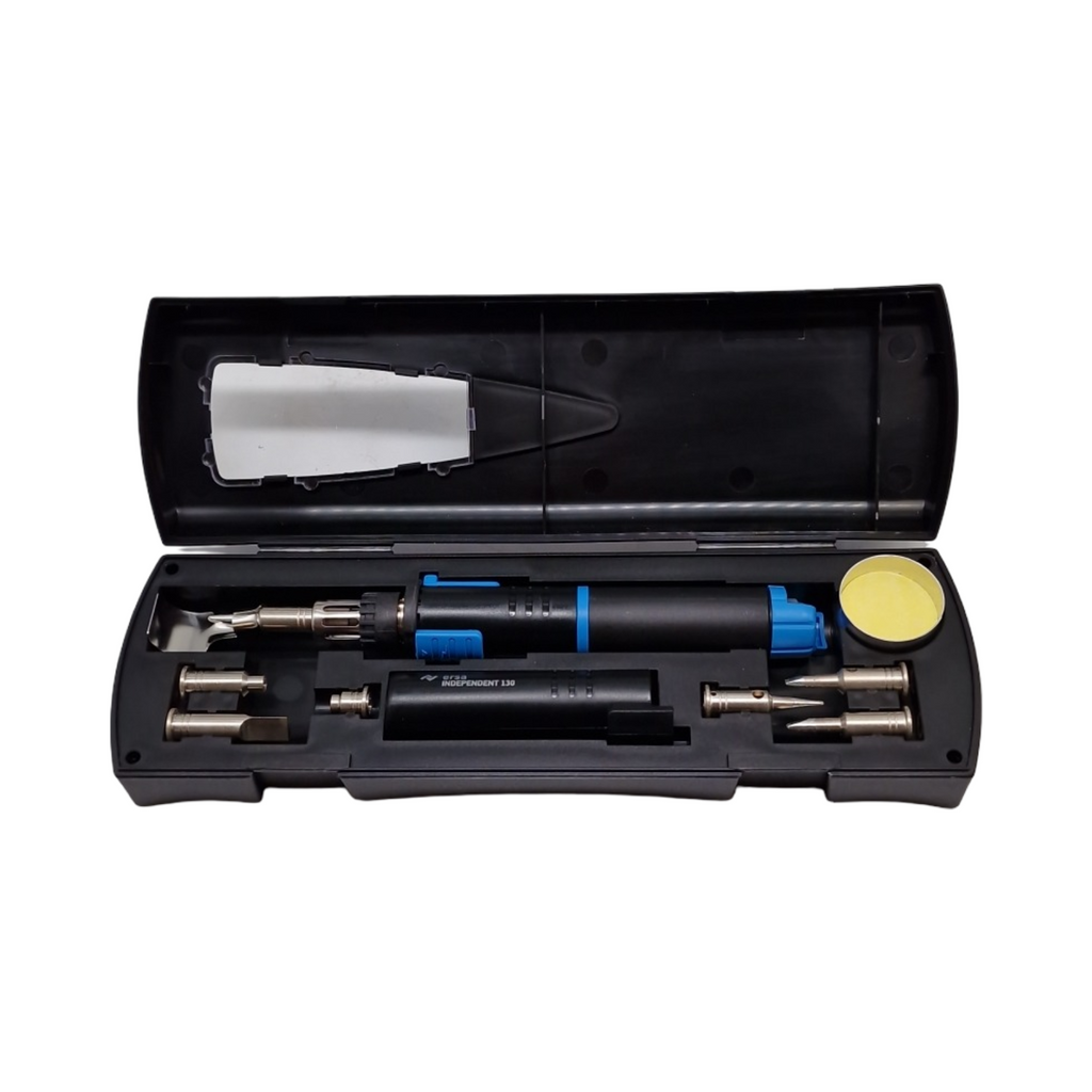 ERSA Independent 130 PROFI-Set Gaslötkolben 130W bis 580 °C mit 4 Lötspitzen 2 Düsen 1300 °C Glühmesser ERSA Independent 130 PROFI-Set Gaslötkolben 130W Temperatur bis 580 °C inkl. 4 Lötspitzen 2 Düsen 1300 °C Glühmesser Transportbox Ablagebügel mob...