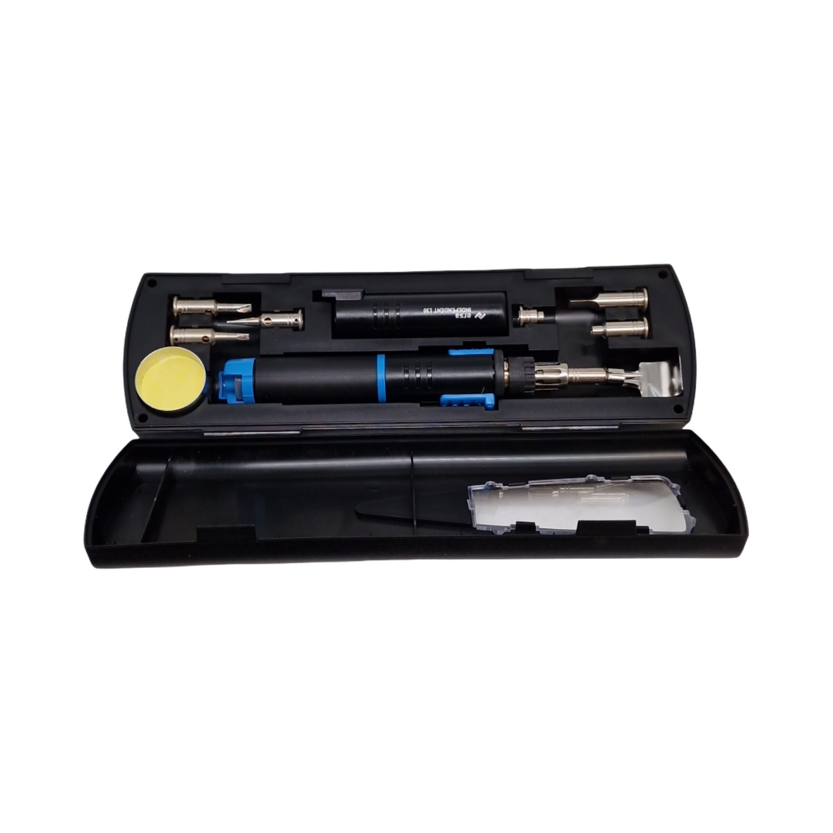 ERSA Independent 130 PROFI-Set Gaslötkolben 130W bis 580 °C mit 4 Lötspitzen 2 Düsen 1300 °C Glühmesser ERSA Independent 130 PROFI-Set Gaslötkolben 130W Temperatur bis 580 °C inkl. 4 Lötspitzen 2 Düsen 1300 °C Glühmesser Transportbox Ablagebügel mob...