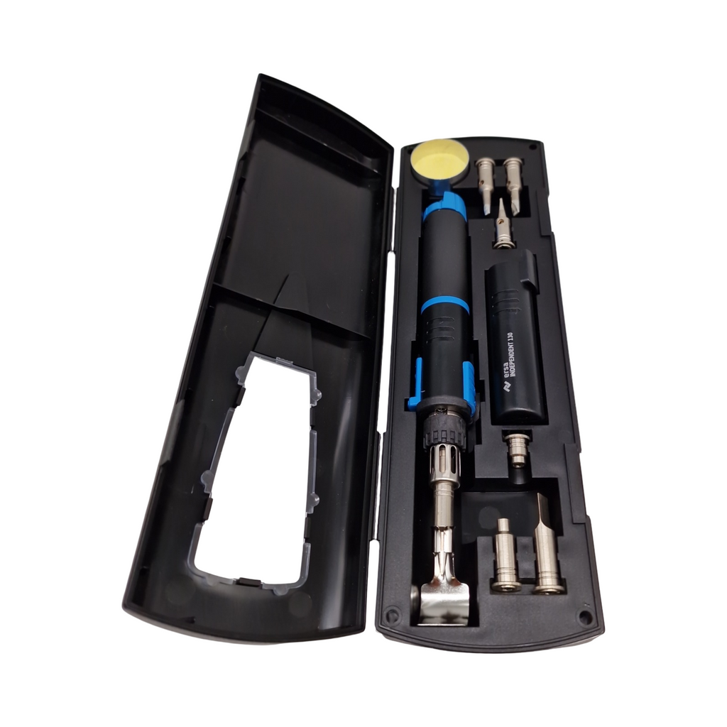 ERSA Independent 130 PROFI-Set Gaslötkolben 130W bis 580 °C mit 4 Lötspitzen 2 Düsen 1300 °C Glühmesser ERSA Independent 130 PROFI-Set Gaslötkolben 130W Temperatur bis 580 °C inkl. 4 Lötspitzen 2 Düsen 1300 °C Glühmesser Transportbox Ablagebügel mob...