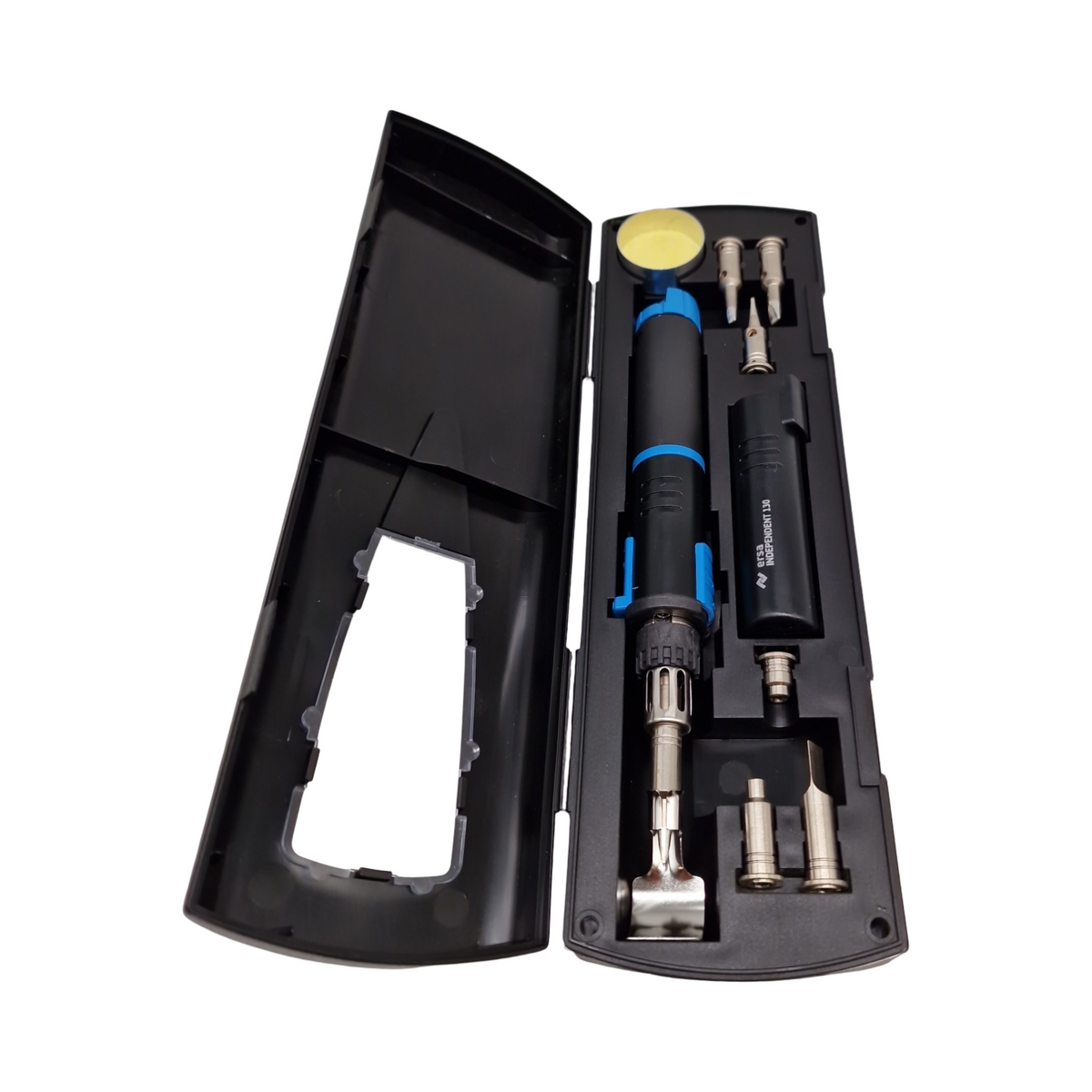 ERSA Independent 130 PROFI-Set Gaslötkolben 130W bis 580 °C mit 4 Lötspitzen 2 Düsen 1300 °C Glühmesser ERSA Independent 130 PROFI-Set Gaslötkolben 130W Temperatur bis 580 °C inkl. 4 Lötspitzen 2 Düsen 1300 °C Glühmesser Transportbox Ablagebügel mob...