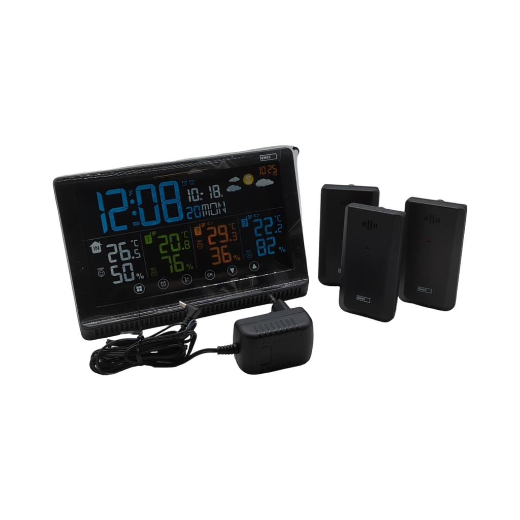 EMOS Wetterstation kabellos 3 Außensensoren USB Thermometer Hygrometer