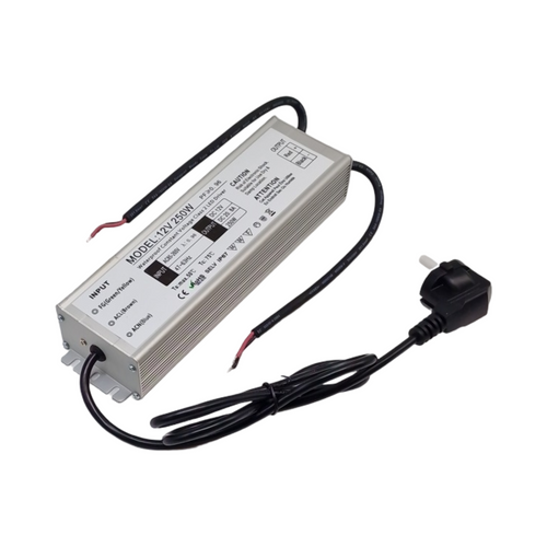 LED Trafo 12V 250W Transformator wasserdicht IP67 Outdoor Netzteil mit Stecker Adapter 230V auf 12V für LED-Streifen