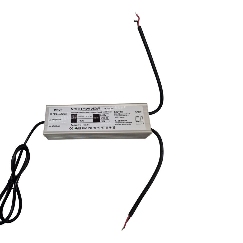 LED Trafo 12V 250W Transformator wasserdicht IP67 Outdoor Netzteil mit Stecker Adapter 230V auf 12V für LED-Streifen