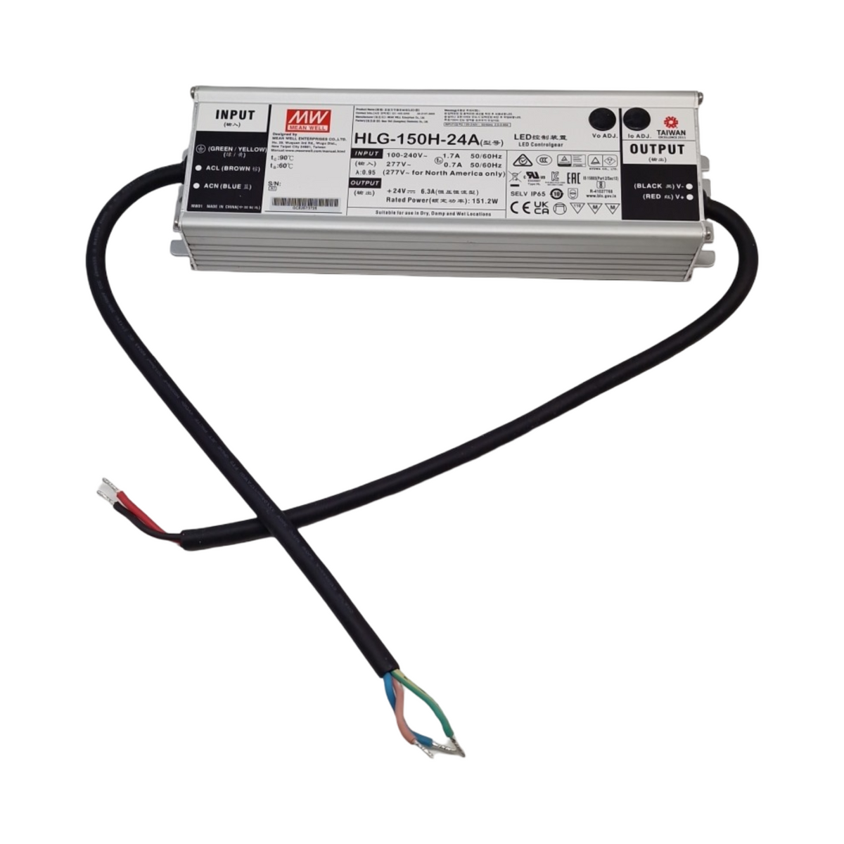 Mean Well HLG-150H-24A LED Netzteil Trafo 24V 150W IP65 für LED Beleuchtung
