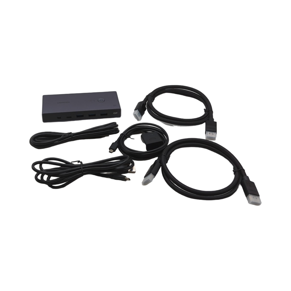 UGREEN KVM Switch 2 Port DisplayPort 8K 60Hz 4K 240Hz USB 3.0 Aluminium Grau
