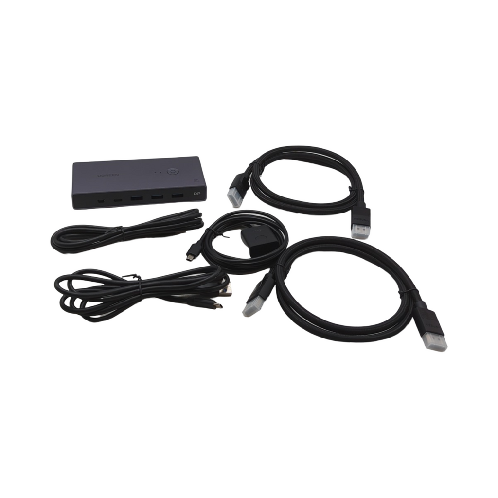 UGREEN KVM Switch 2 Port DisplayPort 8K 60Hz 4K 240Hz USB 3.0 Aluminium Grau