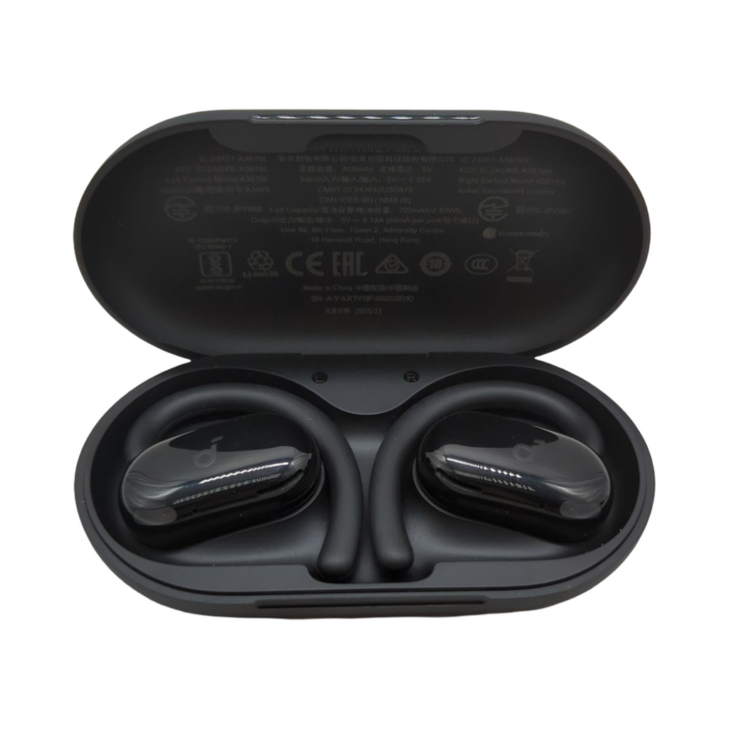 soundcore V20i Open-Ear Kopfhörer verstellbare Ohrhaken starker Bass IP55 LED 36h