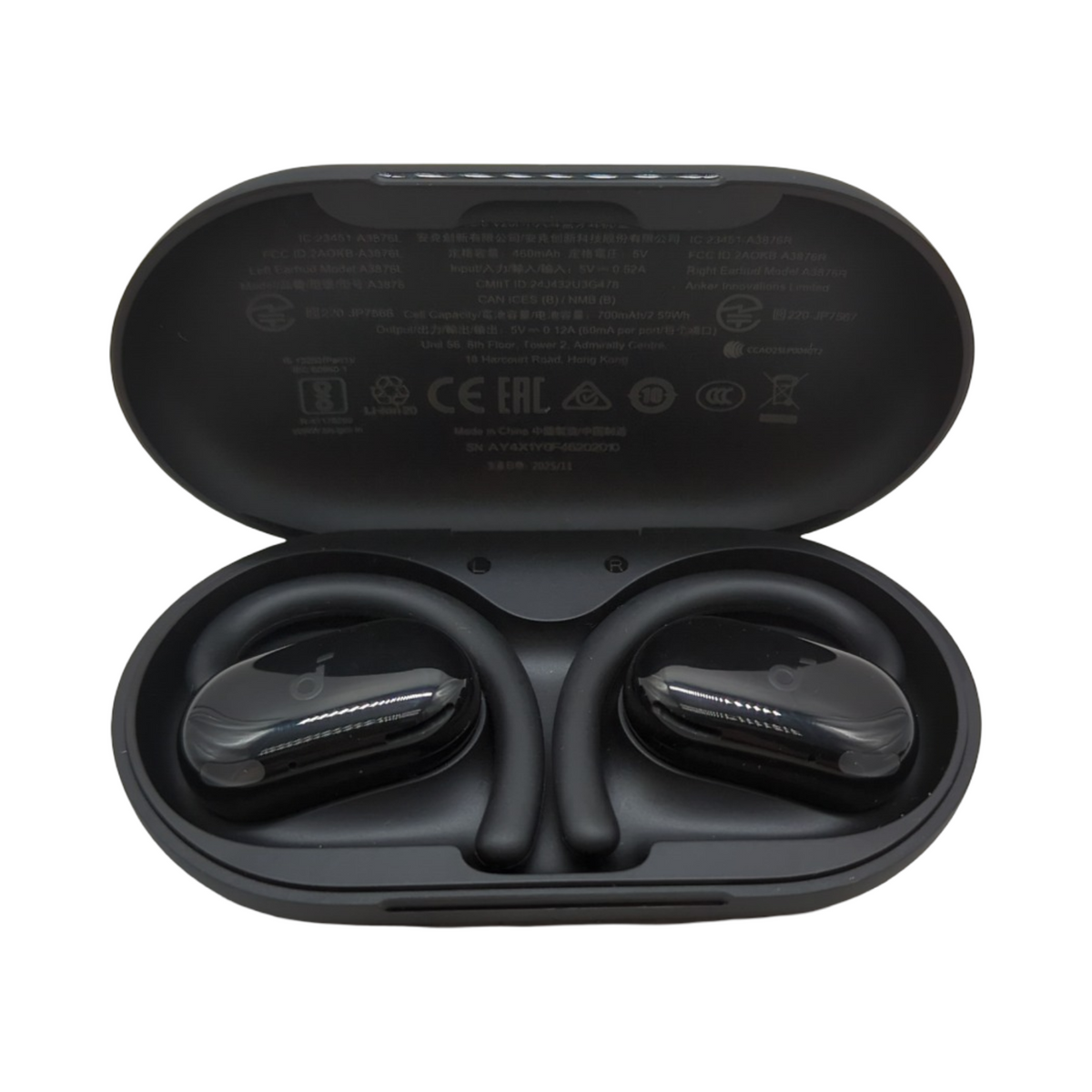soundcore V20i Open-Ear Kopfhörer verstellbare Ohrhaken starker Bass IP55 LED 36h