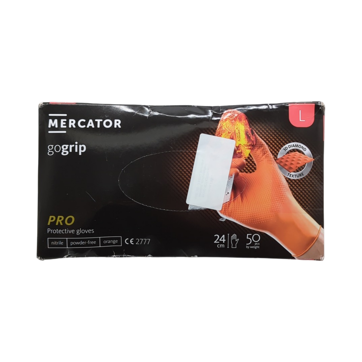 MERCATOR GoGrip Nitrilhandschuhe Einmalhandschuhe puderfrei orange Größe L 500 Stück