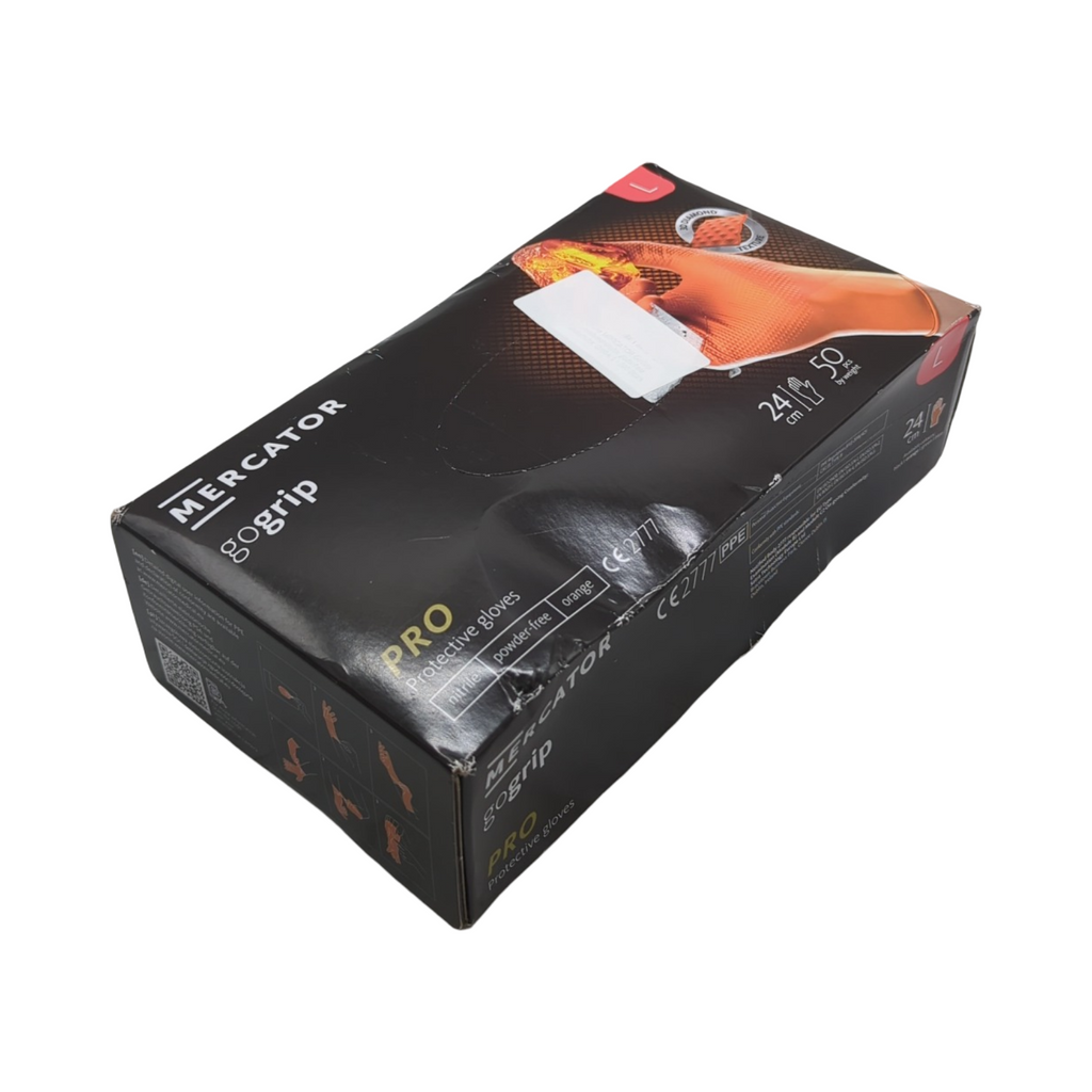 MERCATOR GoGrip Nitrilhandschuhe Einmalhandschuhe puderfrei orange Größe L 500 Stück