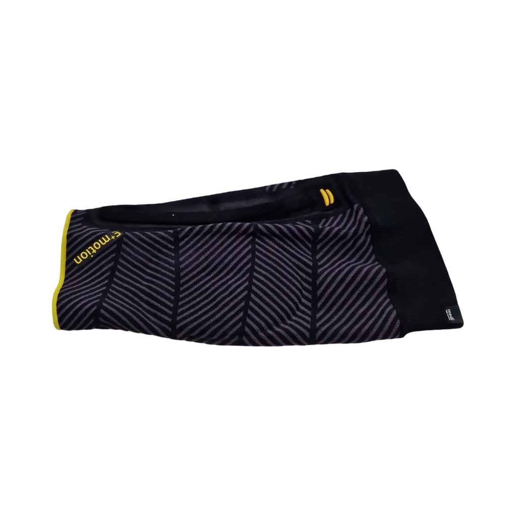 Genumedi E+motion 3.0 Kniebandage sportlich 3D Silikon-Quarz-Pelotte Perfect-Fit Haftband Größe IV