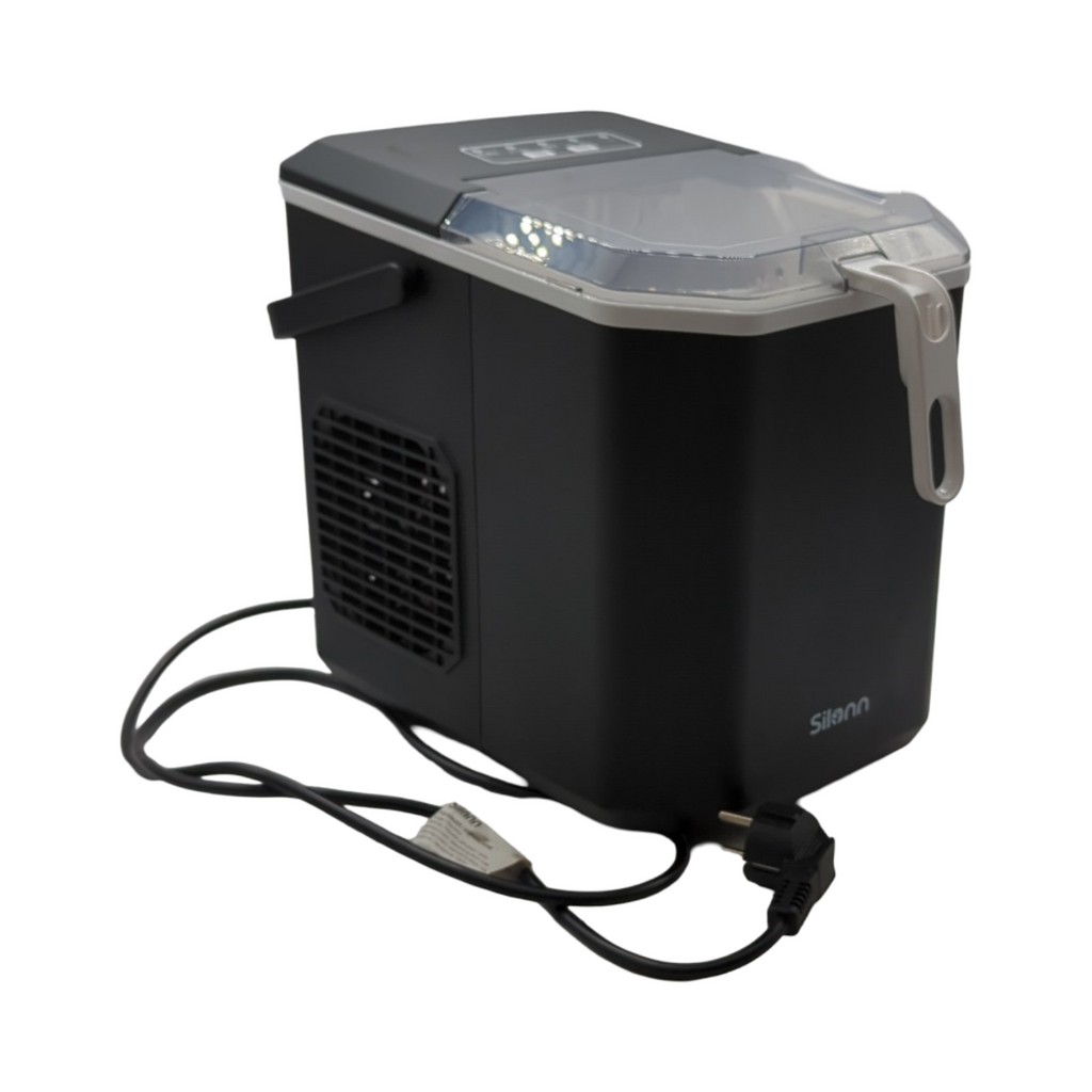 Silonn Eiswürfelmaschine Mini Ice Maker tragbar selbstreinigend mit Griff Eiswürfelkorb 12kg