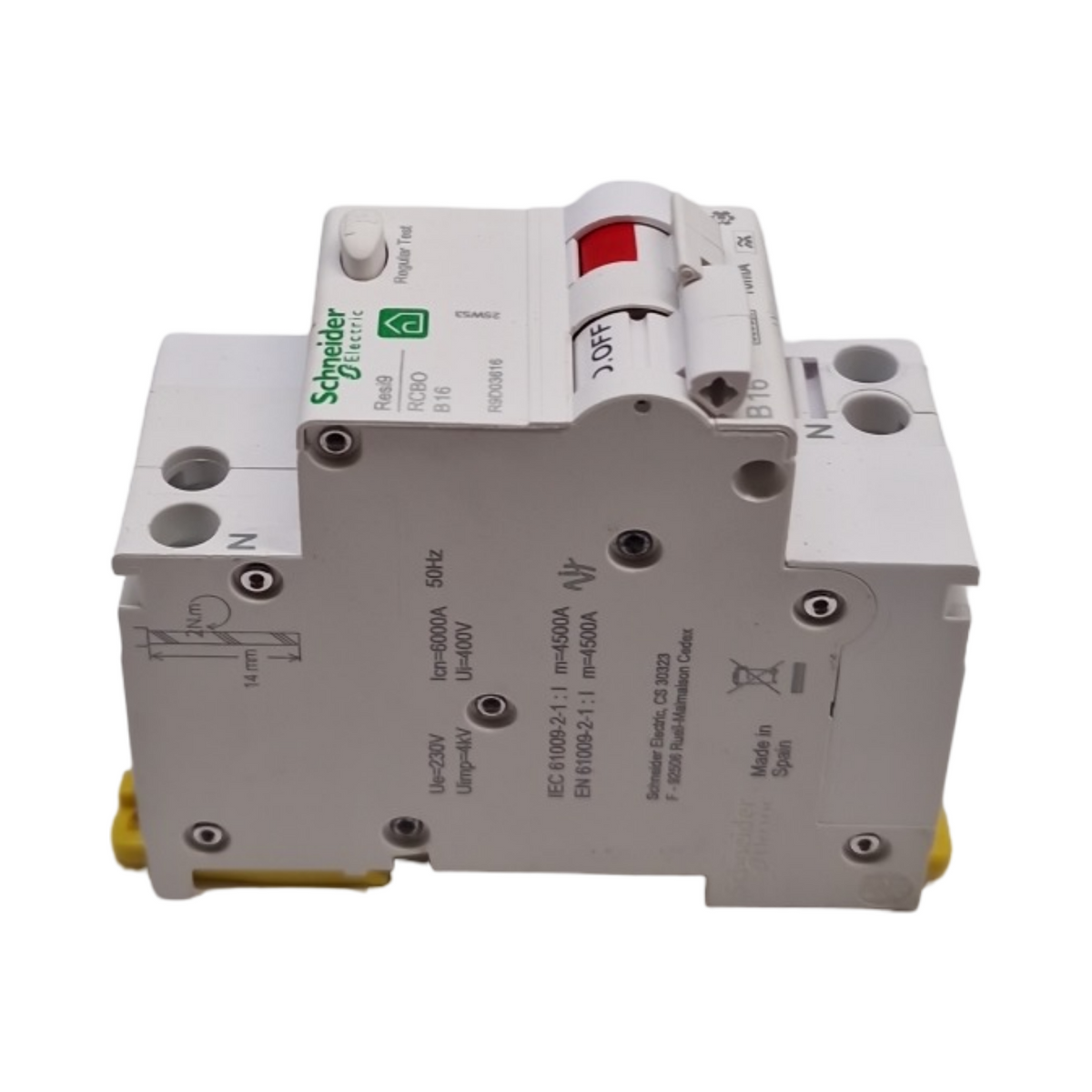 Schneider Electric Resi9 FI-Leitungsschutzschalter 1-polig+N 16A B-Charakteristik 10mA Typ A 6kA