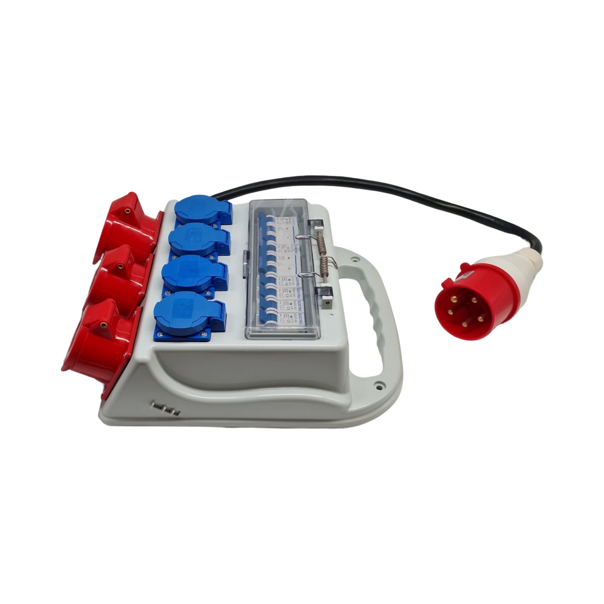 Warmfay Wandverteiler Stromverteiler vorverkabelt 4x 230V Schuko 2x CEE 16A 1x CEE 32A mit Leitungsschutzschalter