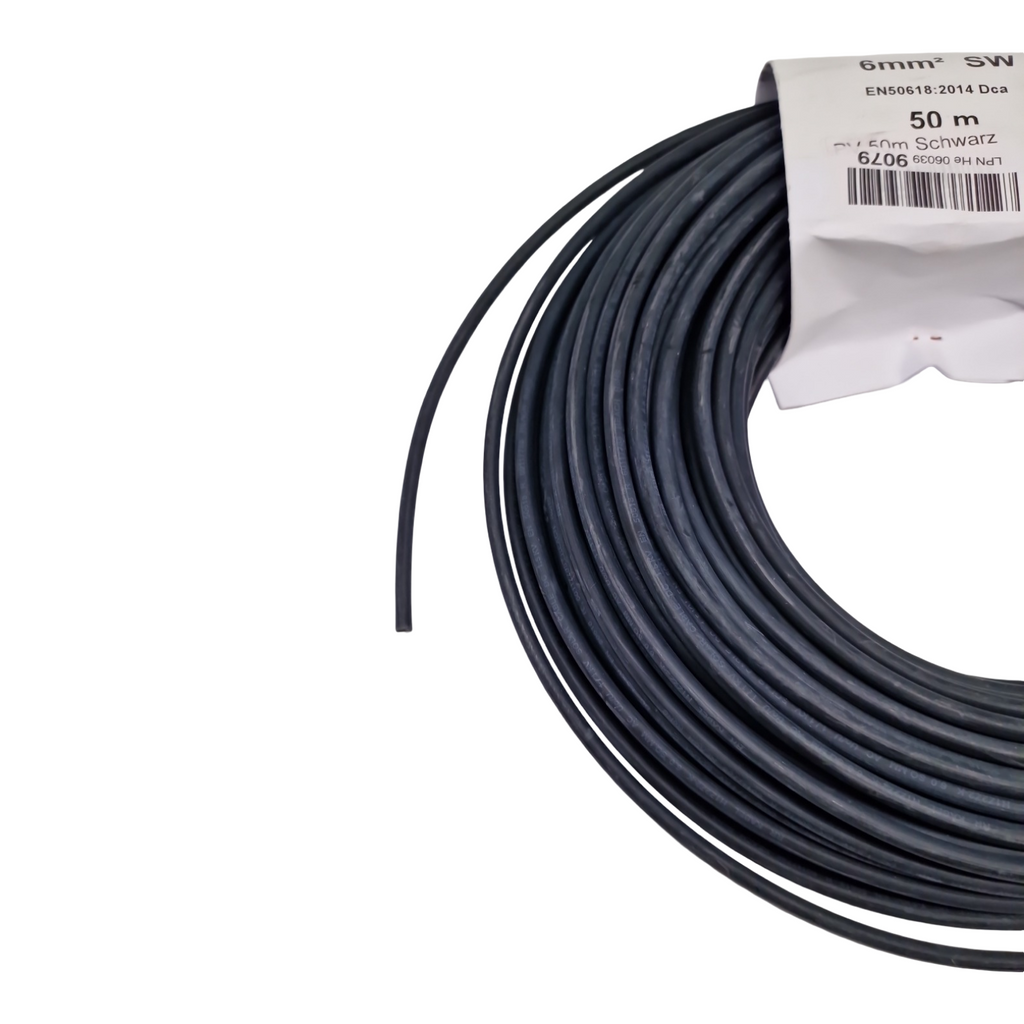 PowerWerk Solarkabel 6mm² Schwarz UV-beständig flexibel Photovoltaik PV Anschlusskabel 50m L