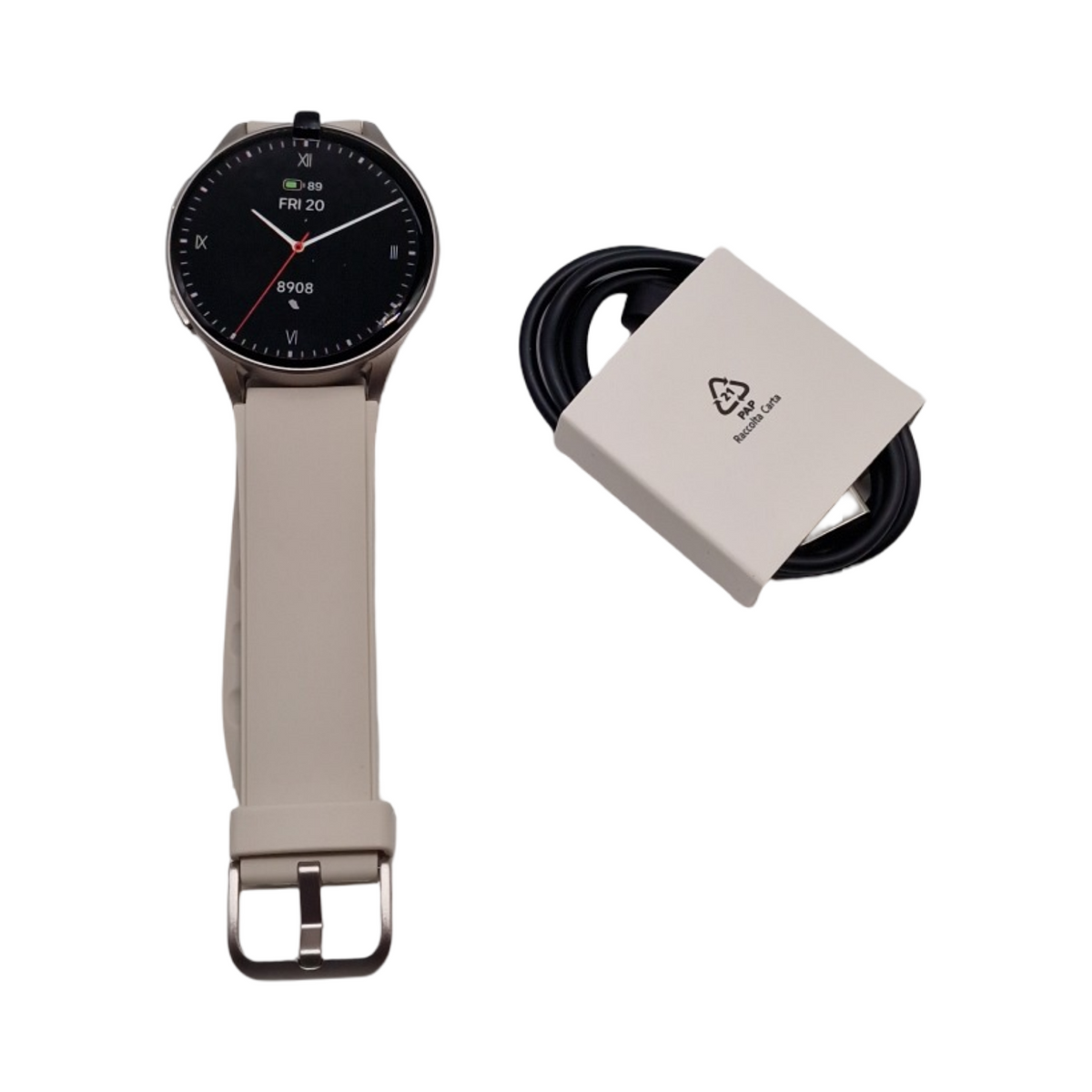 Hama 8900 Smartwatch GPS wasserdicht IP68 Telefonfunktion Silikonarmband cremefarben