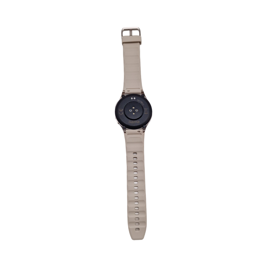 Hama 8900 Smartwatch GPS wasserdicht IP68 Telefonfunktion Silikonarmband cremefarben