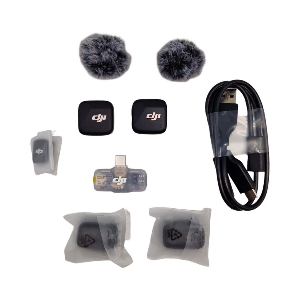DJI Mic Mini Ansteckmikrofon drahtloses Lavalier-Mikrofon 2 Sender 1 Empfänger Plug-and-Play für iPhone Android PC Tablet