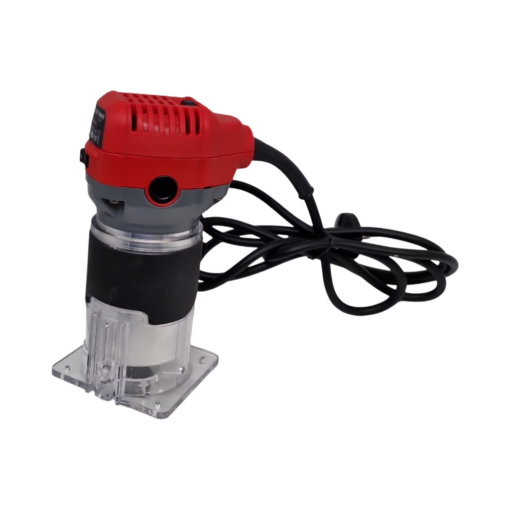 TEENO Oberfräse Holz 710W 13000-33000 RPM mit Anti-Staub Abdeckung 5-teiliges 1/4 Zoll Fräser Set
