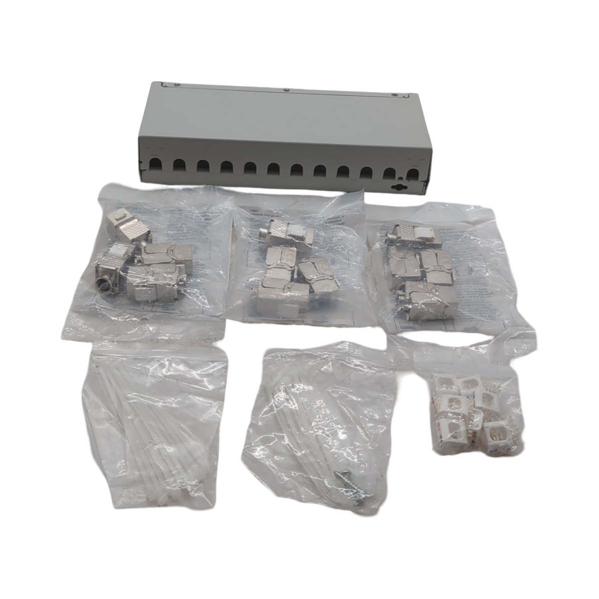 deleyCON Patchpanel Set 12 Port Keystone RJ45 STP CAT6a 1 HE N