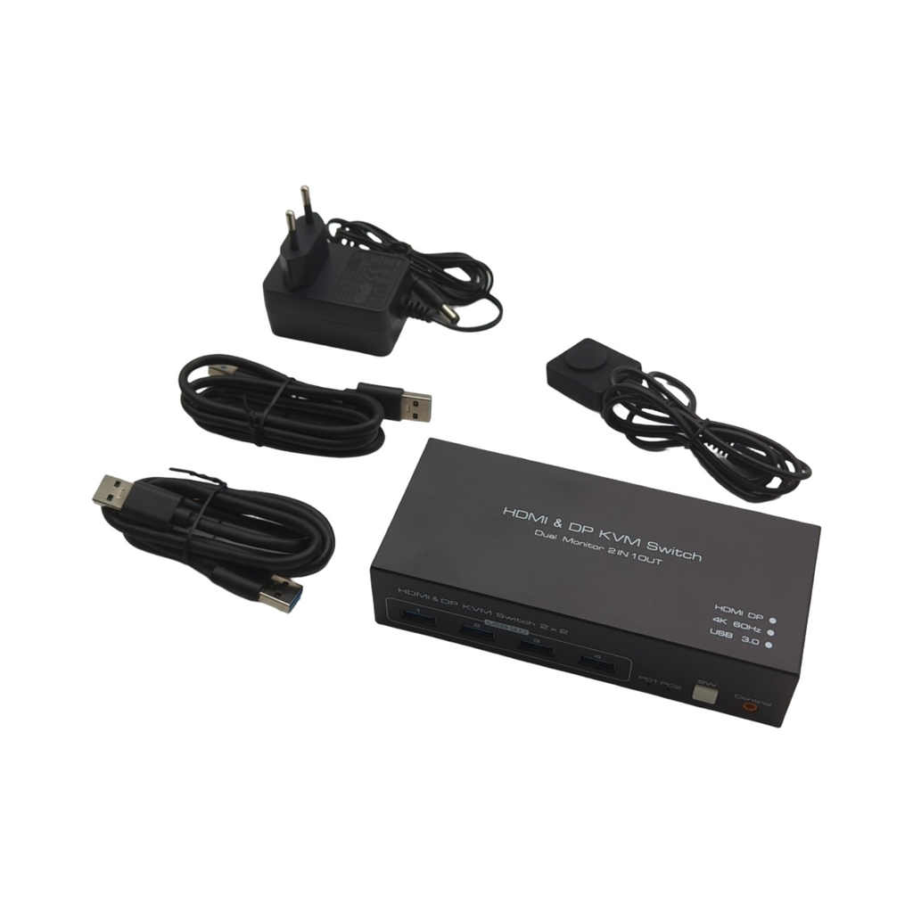 TJCXELE KVM Switch DisplayPort HDMI 2 PC 2 Monitore 4K60Hz USB 3.0 Dual Monitor Umschalter
