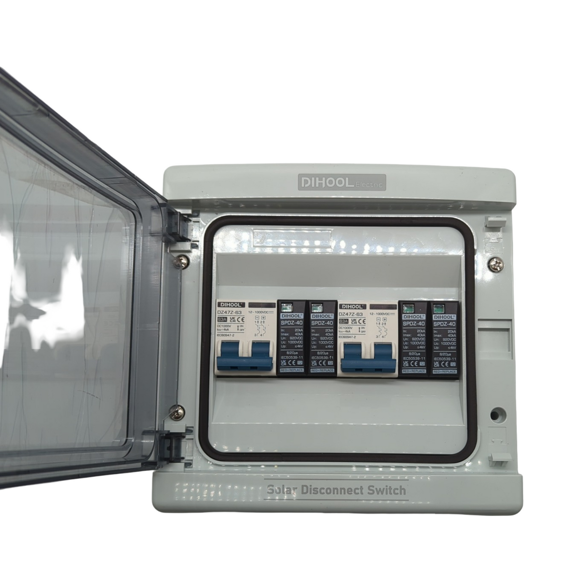 PV DC Trennschalter Überspannungsschutz Leitungsschutzschalter 2 String 2 in 2 out 1000VDC 20-40KA Solar