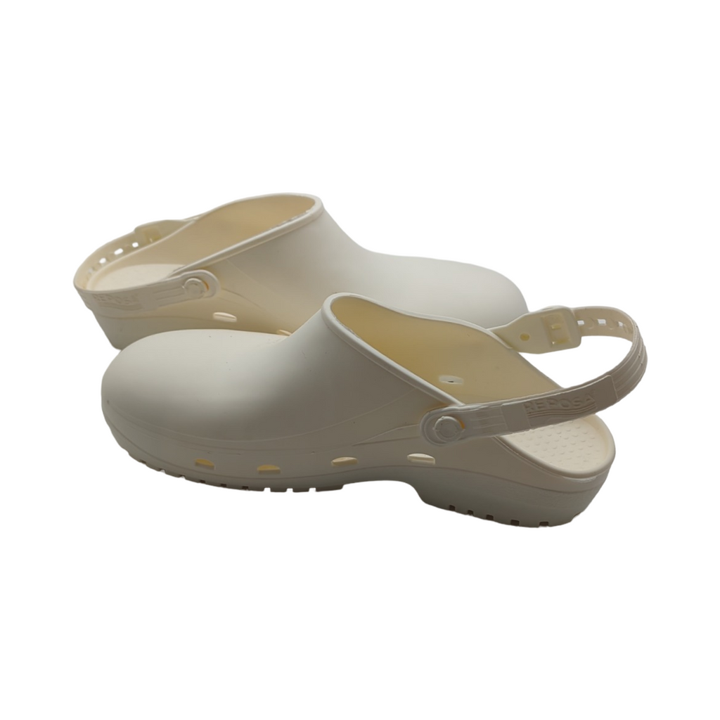 REPOSA Safe Sanitäre Clogs Damen Herren Gummi anatomisch verstellbares Fersenband rutschfeste Sohle Sicherheitskappe Größe 40