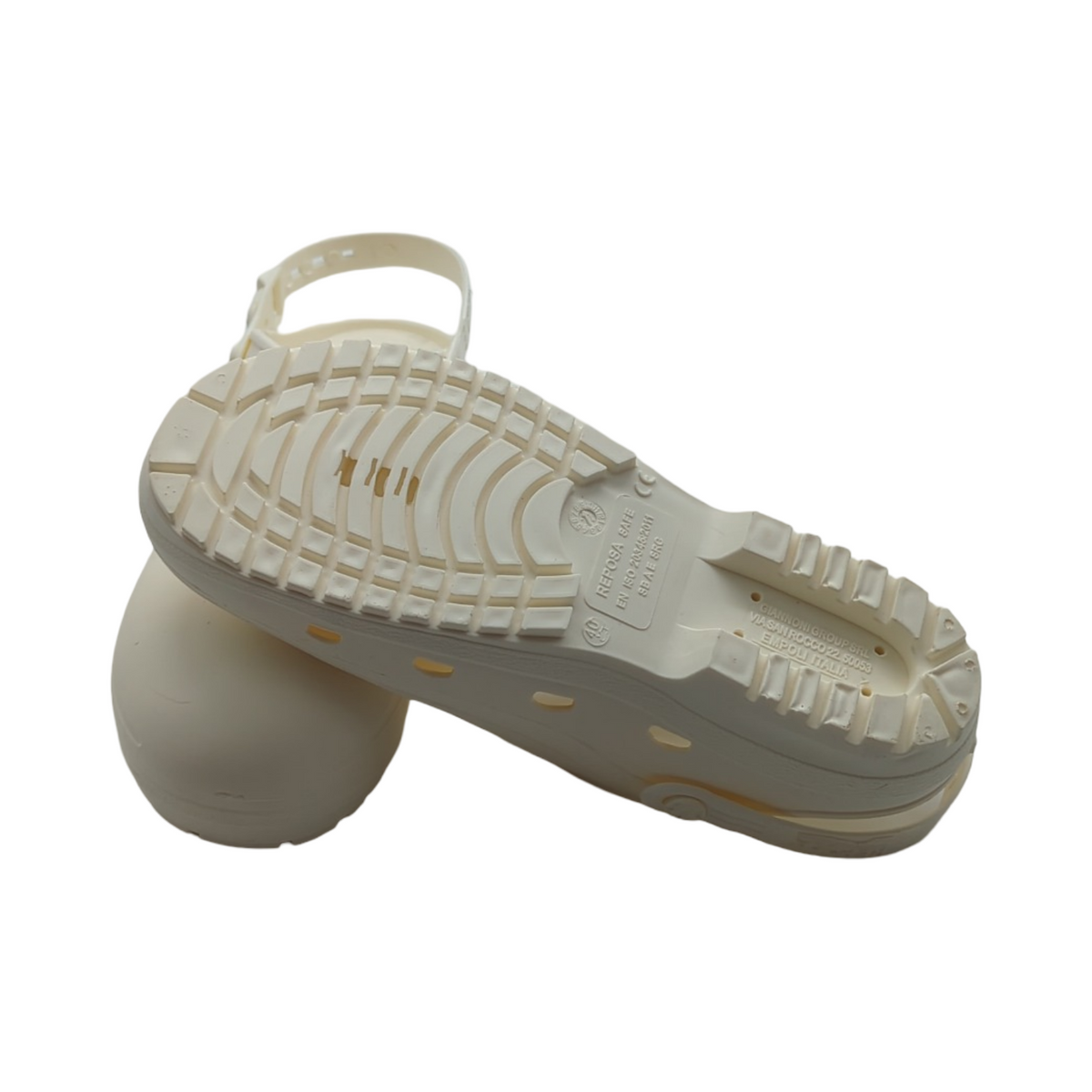 REPOSA Safe Sanitäre Clogs Damen Herren Gummi anatomisch verstellbares Fersenband rutschfeste Sohle Sicherheitskappe Größe 40