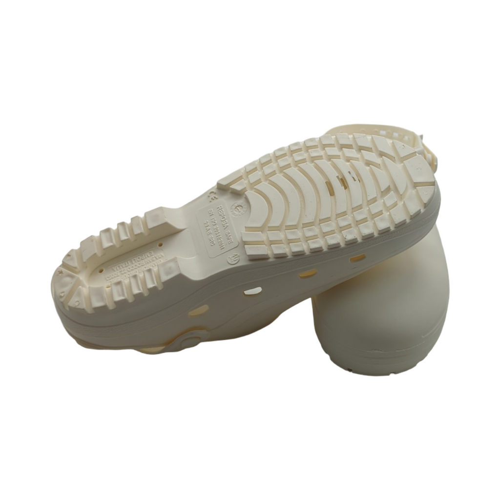 REPOSA Safe Sanitäre Clogs Damen Herren Gummi anatomisch verstellbares Fersenband rutschfeste Sohle Sicherheitskappe Größe 40