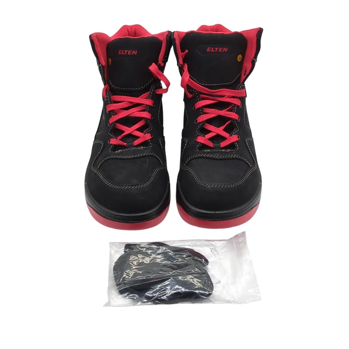 ELTEN Maverick Mid ESD S3 Sicherheitsschuhe Leder Schwarz/Rot Gr. 46