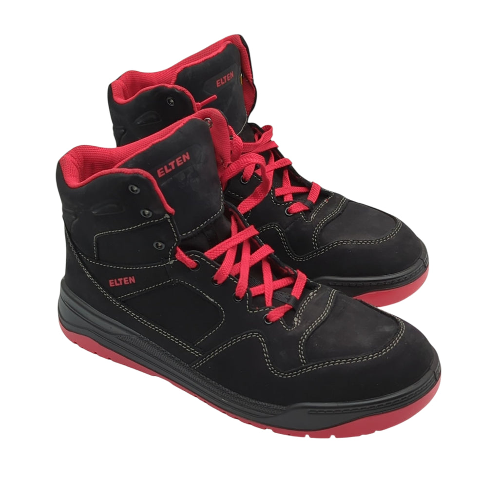 ELTEN Maverick Mid ESD S3 Sicherheitsschuhe Leder Schwarz/Rot Gr. 46
