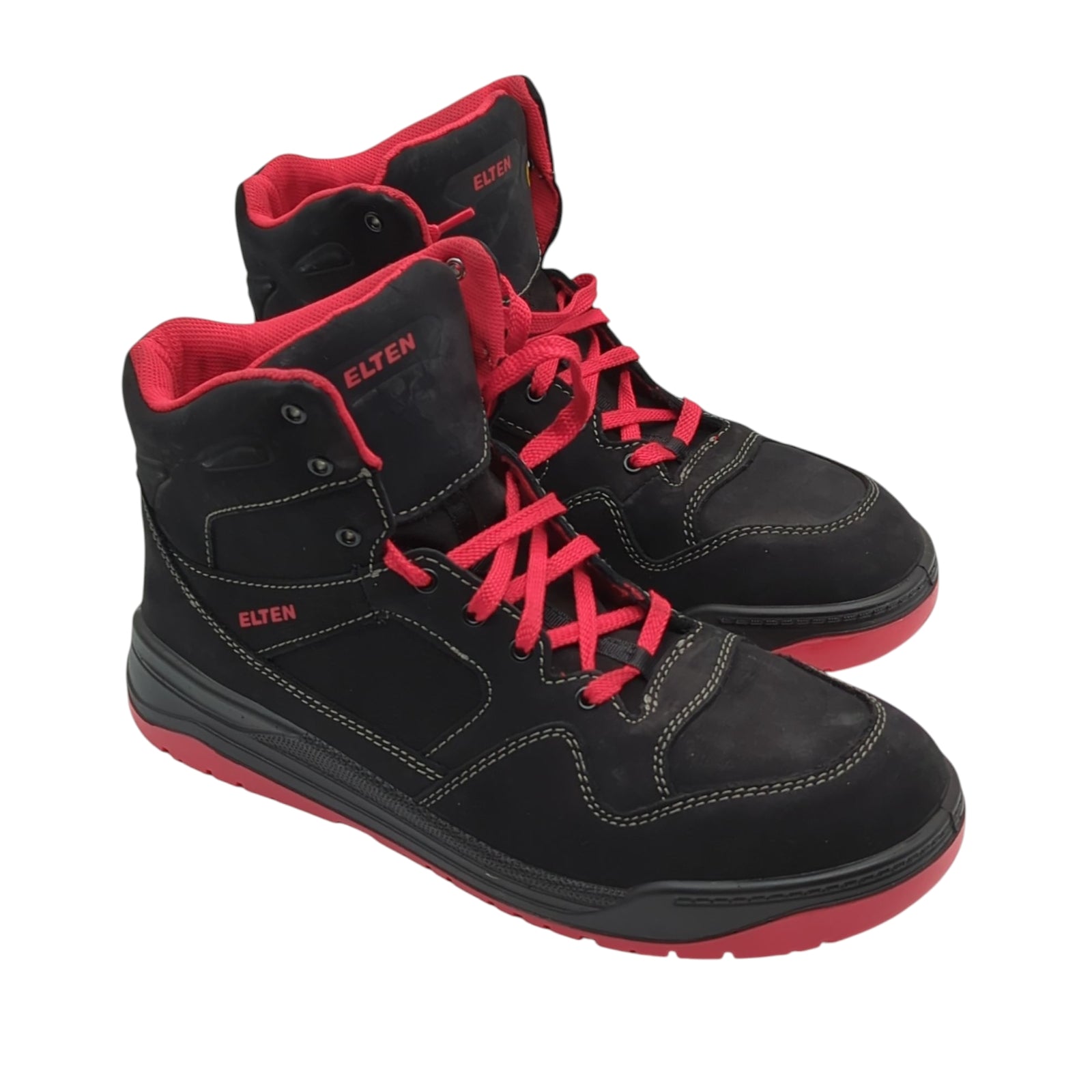 ELTEN Maverick Mid ESD S3 Sicherheitsschuhe Leder Schwarz/Rot Gr. 46