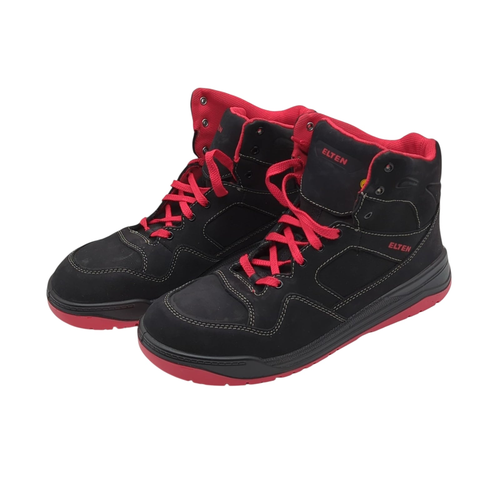ELTEN Maverick Mid ESD S3 Sicherheitsschuhe Leder Schwarz/Rot Gr. 46