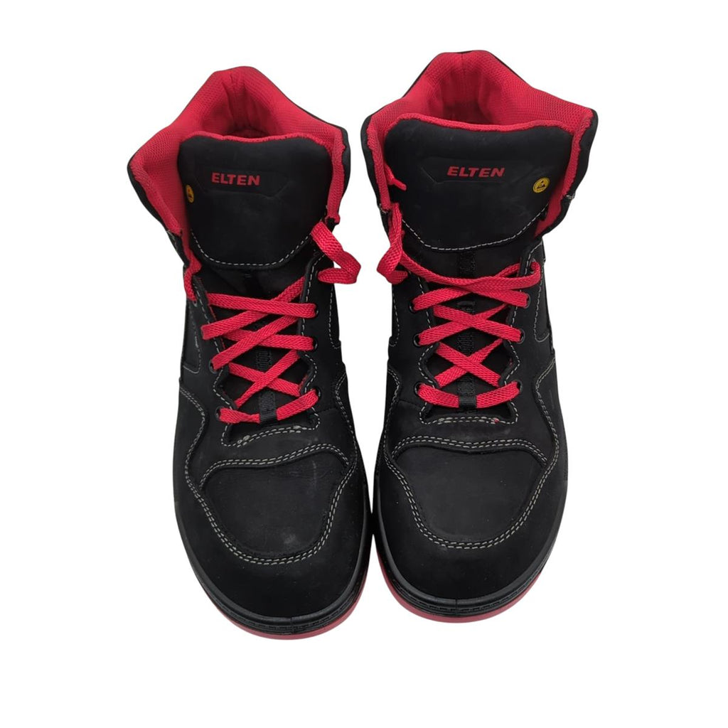 ELTEN Maverick Mid ESD S3 Sicherheitsschuhe Leder Schwarz/Rot Gr. 46