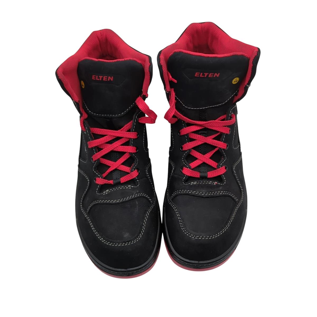ELTEN Maverick Mid ESD S3 Sicherheitsschuhe Leder Schwarz/Rot Gr. 46
