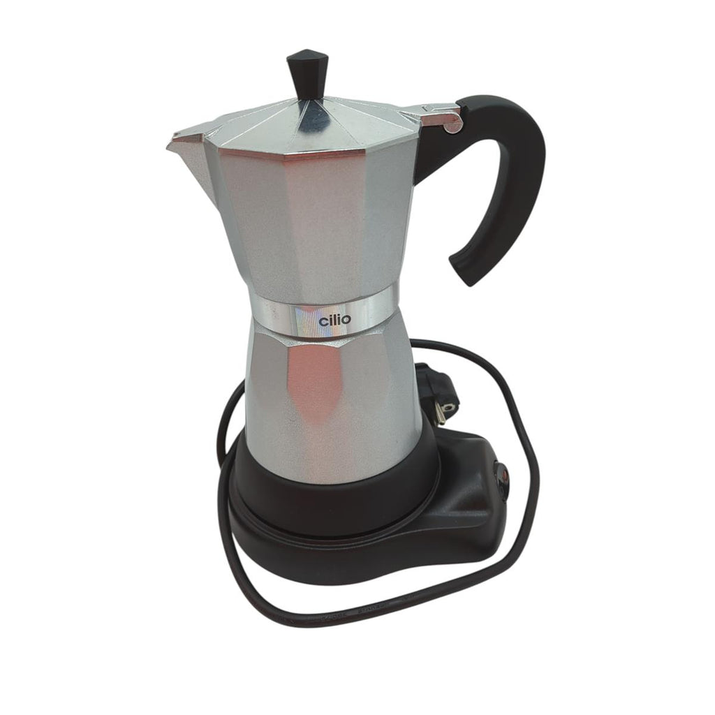Cilio Classico Espressokocher elektrisch 480W 6 Tassen Aluminium Silber