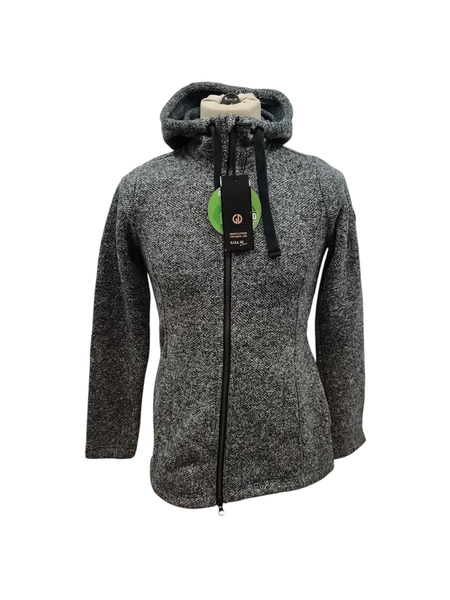 GIGA DX Damen Strickfleece Jacke GW 72 mit Kapuze Gr 34 Dunkelnavy