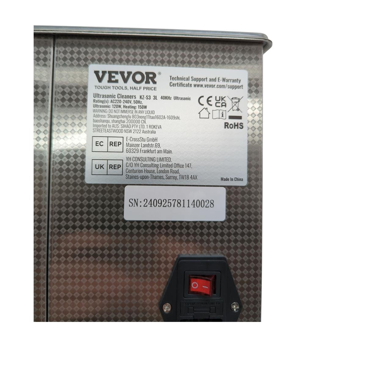 VEVOR 3L Ultraschallreiniger digital mit Heiztimer Korb 120W für Uhren Instrumente