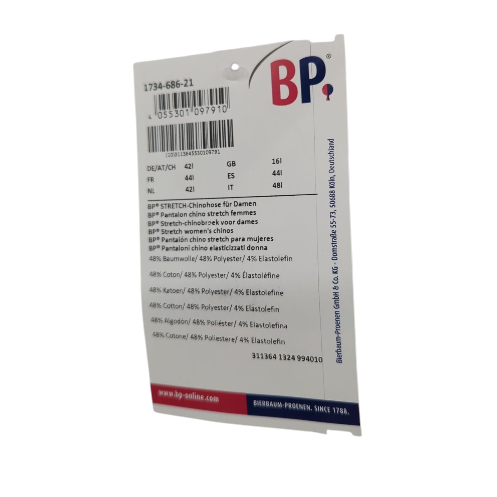 BP Elastische Damenhose Chino-Stoff weiß Größe 42 L